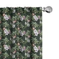 thumbnail image 1 of Ambesonne Tropical Curtains, Exotic Flamingo Bouquet, Pair of 28"x84", Hunter Green Multicolor, 1 of 5