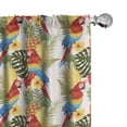 thumbnail image 1 of Ambesonne Tropical Curtains, Exotic Leaves Macaw Art, Pair of 28"x95", Scarlet Deep Sky Blue, 1 of 5