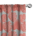 thumbnail image 1 of Ambesonne Tropical Curtains, Exotic Monstera Plantation, Pair of 28"x63", Pale Grey and Salmon, 1 of 5
