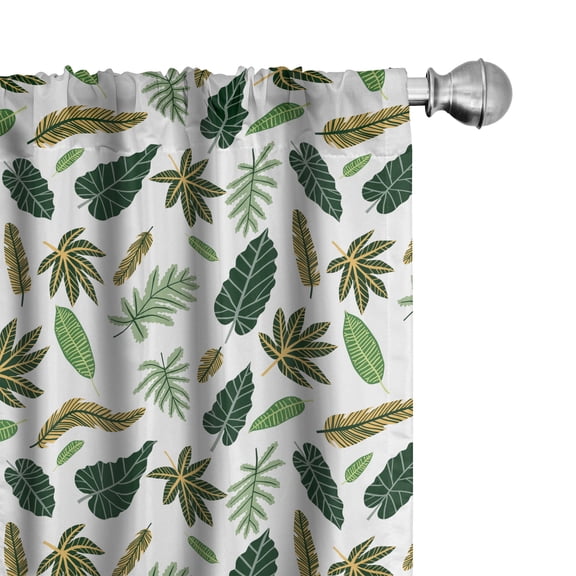 Ambesonne Tropical Curtains, Exotic Rainforest Foliage, Pair of 28"x63", Jade Green and Pale Orange