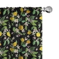 thumbnail image 1 of Ambesonne Tropical Curtains, Flowers Leaves Lemons Art, Pair of 28"x84", Peacock Green Marigold, 1 of 5