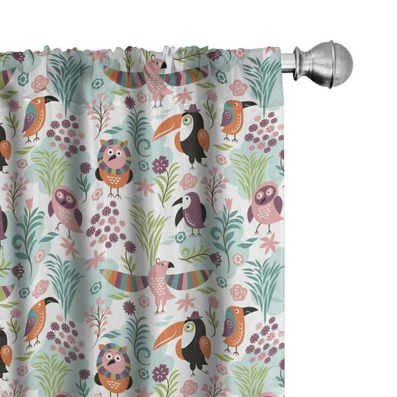 Ambesonne Tropical Curtains, Hawaiian Toucan Bird, Pair of 28"x84", Multicolor