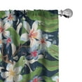 thumbnail image 1 of Ambesonne Tropical Curtains, Hibiscuses Colorful Exotic, Pair of 28"x95", Fern Green Coral and Blue, 1 of 5