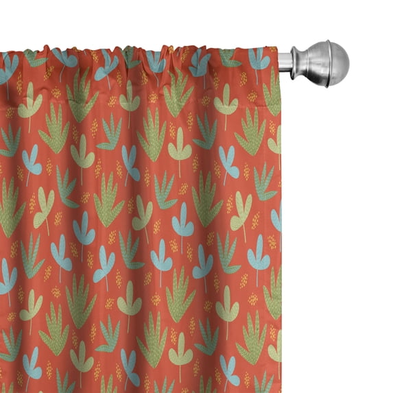Ambesonne Tropical Curtains, Minimalist Leaves Abstract, Pair of 28"x84", Vermilion Slate Brown