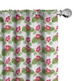 thumbnail image 1 of Ambesonne Tropical Curtains, Monsteras Hibiscus Flowers, Pair of 28"x84", Magenta and Olive Green, 1 of 5