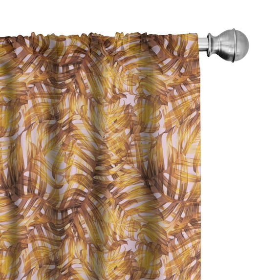 Ambesonne Tropical Curtains, Overlapping Retro Leaves, Pair of 28"x95", Pale Orange and Soft Pink