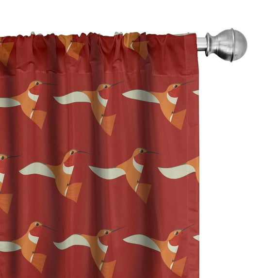 Ambesonne Tropical Curtains, Repeating Humming Birds, Pair of 28"x63", Ruby Burnt Orange and Beige