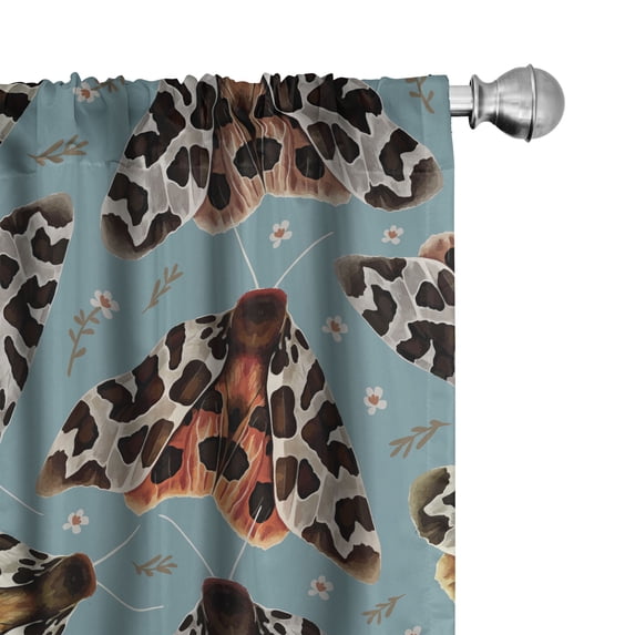 Ambesonne Tropical Curtains, Tiger Butterfly Garden Art, Pair of 28"x95", Dark Peach Blue Grey