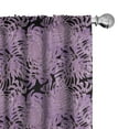 thumbnail image 1 of Ambesonne Tropical Curtains, Whimsical Palm Leaves Art, Pair of 28"x63", Pale Lilac and Dark Brown, 1 of 4