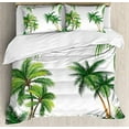 thumbnail image 1 of Ambesonne Tropical Duvet Cover Set, Coconut Palm Tree Nature Paradise Plants Foliage Leaves Digital Illustration, Decorative 3 Piece Bedding Set with 2 Pillow Shams, Queen Size, Hunter Green, 1 of 4