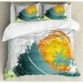 thumbnail image 1 of Ambesonne Tropical Duvet Cover Set, Coconut Palm Trees, 2-Calking, Green Petrol Blue, 1 of 3