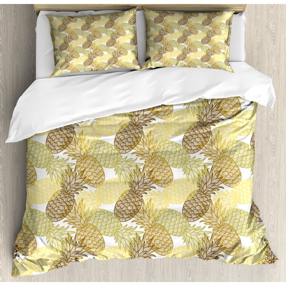 Ambesonne Tropical Duvet Cover Set, Curving Exotic Tropical, 2-Calking, Multicolor