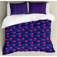 thumbnail image 1 of Ambesonne Tropical Duvet Cover Set, Hibiscus Blossom Jungle, 2-Calking, Persian Blue Dark Coral, 1 of 3