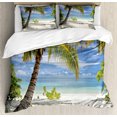thumbnail image 1 of Ambesonne Tropical Duvet Cover Set, Palm Trees Coastline, King, Coconut and Blue, 1 of 3