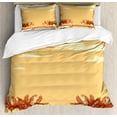 thumbnail image 1 of Ambesonne Tropical Duvet Cover Set, Retro Seaside Palm Trees, 2-Calking, Mustard Redbrown, 1 of 7