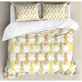 thumbnail image 1 of Ambesonne Tropical Duvet Cover Set, Sketched Stamp Minimal, Queen, Olive Green Cinnamon, 1 of 3