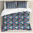 thumbnail image 1 of Ambesonne Tropical Duvet Cover Sets, Colorful Floral Petals, 2-Queen, Night Blue Multicolor, 1 of 7