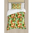 thumbnail image 1 of Ambesonne Tropical Duvet Cover Sets, Exotic Flowers Pattern, 2-Twin, Red Pale Yellow Green, 1 of 3
