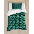 thumbnail image 1 of Ambesonne Tropical Duvet Cover Sets, Hawaiian Island Leaves, 2-Twin, Seafoam Dark Teal, 1 of 3