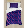 thumbnail image 1 of Ambesonne Tropical Duvet Cover Sets, Hibiscus Blossom Jungle, 2-Twin, Persian Blue Dark Coral, 1 of 4