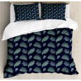 thumbnail image 1 of Ambesonne Tropical Duvet Cover Sets, Palm Leaf on Starry Night, 2-King, Reseda Green and Petrol Blue, 1 of 3