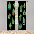 thumbnail image 1 of Ambesonne Tropical Emoji Curtains, Cartoon Cactus Happy, Pair of 28"x95", Shamrock Green Hot Pink, 1 of 2
