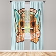 thumbnail image 1 of Ambesonne Tropical Emoji Curtains, Surf Club Art Retro, Pair of 28"x84", Pale Sky Blue Vermilion, 1 of 2