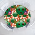 thumbnail image 1 of Ambesonne Tropical Emoji Fitted Round Tablecloth, Funny Faces Exotic, 45"- 56" Diameter, Sea Green Vermilion, 1 of 5