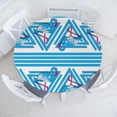 thumbnail image 1 of Ambesonne Tropical Emoji Fitted Round Tablecloth, Lines Flamingos Plot, 36"- 40" Diameter, Deep Sky Blue White Pink, 1 of 5