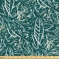 thumbnail image 1 of Ambesonne Tropical Fabric by the Yard Upholstery, Grunge Leaves Retro Ink, 5 Yards, Forest Green and Dark Teal, 1 of 1
