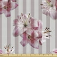 thumbnail image 1 of Ambesonne Tropical Fabric by the Yard Upholstery, Lily Flowers Jungle Botany, 5 Yards, Pink Mauve Eggshell, 1 of 5