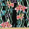 thumbnail image 1 of Ambesonne Tropical Fabric by the Yard Upholstery, Lily Hibiscus Butterfly, 10 Yards, Jade Green and Raspberry, 1 of 1