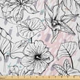 thumbnail image 1 of Ambesonne Tropical Fabric by the Yard Microfiber, Brush Strokes Hibiscuses, 1 Yard, Charcoal Grey Soft Pink, 1 of 1