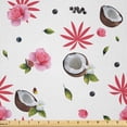 thumbnail image 1 of Ambesonne Tropical Fabric by the Yard Microfiber, Coconuts Flowers Berries, 2 Yards, Dark Coral Pastel Pink, 1 of 2