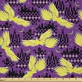 thumbnail image 1 of Ambesonne Tropical Fabric by the Yard Microfiber, Exotic Parrot Birds Flying, 1 Yard, Mustard Dark Grey and Purple, 1 of 2