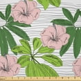 thumbnail image 1 of Ambesonne Tropical Fabric by the Yard Microfiber, Hibiscus Flora Hand Drawn, 1 Yard, Blush Green Apple Green, 1 of 4