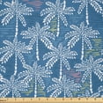 thumbnail image 1 of Ambesonne Tropical Fabric by the Yard Microfiber, Palm Trees with Lines Art, 10 Yards, Dark Turquoise and Khaki, 1 of 2