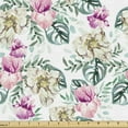 thumbnail image 1 of Ambesonne Tropical Fabric by the Yard Upholstery, Monstera Peony Iris Art, 1 Yard, Soft Pink and Laurel Green, 1 of 1