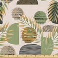 thumbnail image 1 of Ambesonne Tropical Fabric by the Yard Upholstery, Semicircles Foliage Plot, 2 Yards, Pale Olive Green Amber, 1 of 1