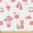 thumbnail image 1 of Ambesonne Tropical Fabric by the Yard Upholstery, Banana Pineapple Palm Tree, 1 Yard, Coral Salmon and White, 1 of 5