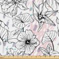 thumbnail image 1 of Ambesonne Tropical Fabric by the Yard Upholstery, Brush Strokes Hibiscuses, 10 Yards, Charcoal Grey Soft Pink, 1 of 1