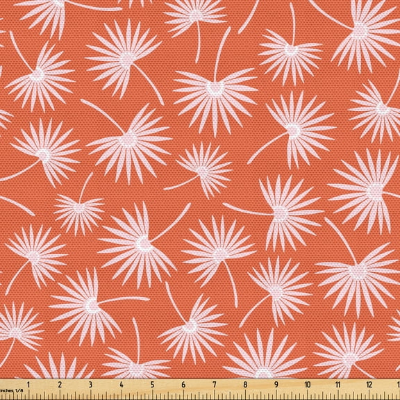 Ambesonne Tropical Fabric by the Yard Upholstery, Cartoon Palm Tree Chill, 1 Yard, Burnt Sienna Blush