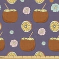 thumbnail image 1 of Ambesonne Tropical Fabric by the Yard Upholstery, Coconut Flower Orange Art, 1 Yard, Pale Eggplant Cinnamon, 1 of 5