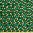 thumbnail image 1 of Ambesonne Tropical Fabric by the Yard Upholstery, Crested Bird Watermelon, 10 Yards, Forest Green Multicolor, 1 of 4