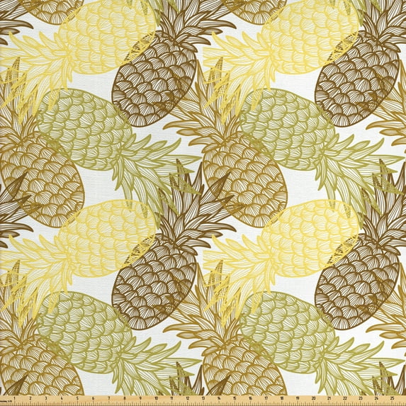 Ambesonne Tropical Fabric by the Yard Upholstery, Curving Exotic Tropical, 10 Yards, Multicolor