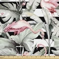thumbnail image 1 of Ambesonne Tropical Fabric by the Yard Upholstery, Flamingo Exotic Leaves Art, 2 Yards, Pink and Sage Green, 1 of 5