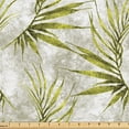 thumbnail image 1 of Ambesonne Tropical Fabric by the Yard Upholstery, Grungy Palm Leaves Art, 5 Yards, Yellow Green Pale Grey, 1 of 5