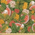 thumbnail image 1 of Ambesonne Tropical Fabric by the Yard Upholstery, Ice Cream Watermelon Leaf, 2 Yards, Earth Yellow Olive Green, 1 of 5
