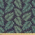 thumbnail image 1 of Ambesonne Tropical Fabric by the Yard Upholstery, Palm Leaves Rain Drops Art, 10 Yards, Almond Green Dark Purple, 1 of 1