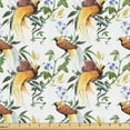 thumbnail image 1 of Ambesonne Tropical Fabric by the Yard Upholstery, Paradise Birds and Leaves, 3 Yards, Mustard Olive Green, 1 of 1